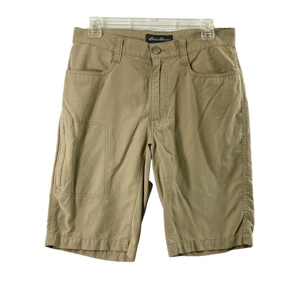 Eddie Bauer Khaki Shorts Mens Size 30 Bermuda 10" Inseam Pockets Hiking Outdoors - Picture 1 of 12